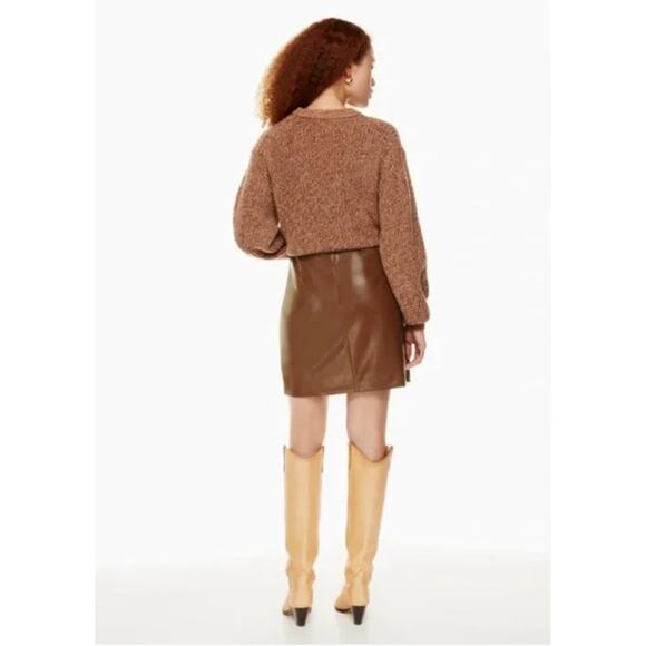 Aritzia Wilfred Brown Faux leather Wrap Mini Skirt - Picture 10 of 10